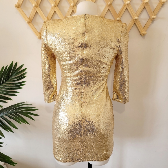 BOOHOO BOUTIQUE Gold Sequin Bodycon Dress (s6) Eliza BNWT - Picture 8 of 15